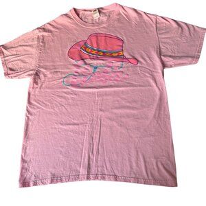 Barbie Pink T-Shirt Size L Cowboy Hat Western Graphic 100% Cotton Barbiecore